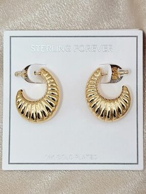 Sterling Forever 14k Gold Plated Bryce Croissant Earrings Boho Classic Modern